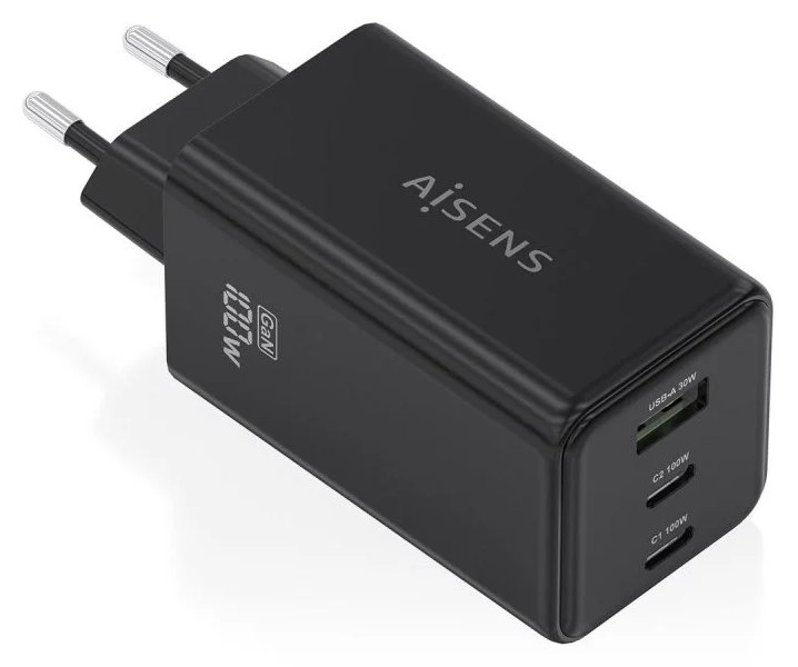 Cargador Aisens GaN 100W 2XUSB-C 1XUSB-A Charge Rapide Noir