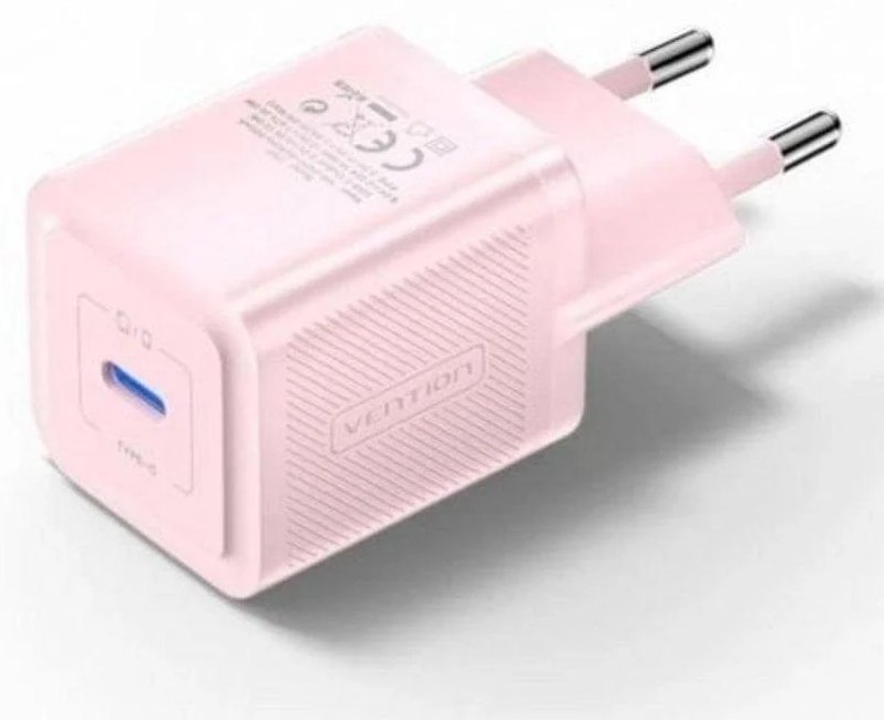 Chargeur mural Vention FEPP0-EU GaN USB-C 20W Rose, PPS PD 3.0 QC 3.0 Universel