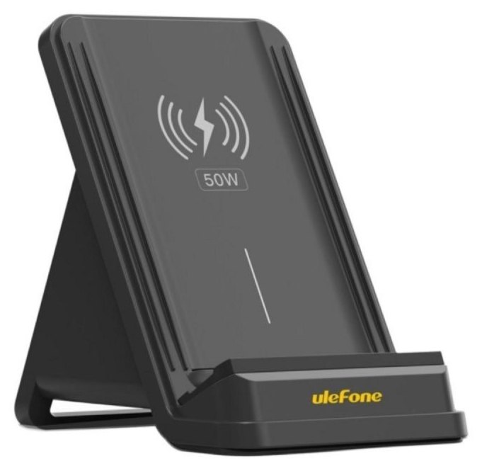 Chargeur sans fil Qi 50 W à double bobine pour Ulefone, ventilation active, noir
