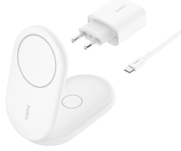 Casque Belkin BoostCharge, chargeur sans fil USB blanc pour smartphone, charge rapide