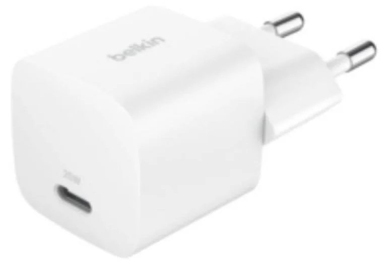 Chargeur mural USB-C 25W Belkin BoostCharge PPS Compact Pliable Blanc