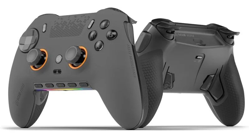 Manette sans fil SCUF Envision HE, joysticks blancs, RGB à effet Hall, macros, gris PC