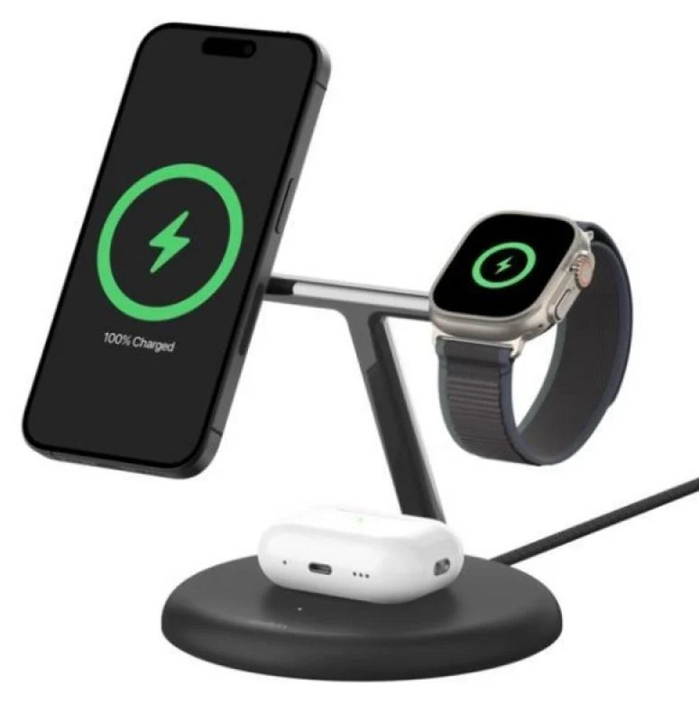 Chargeur Belkin Boost Charge Pro 3EN1 WIZ023VFWH QI2 15W Magnétique iPhone Apple Watch AirPods
