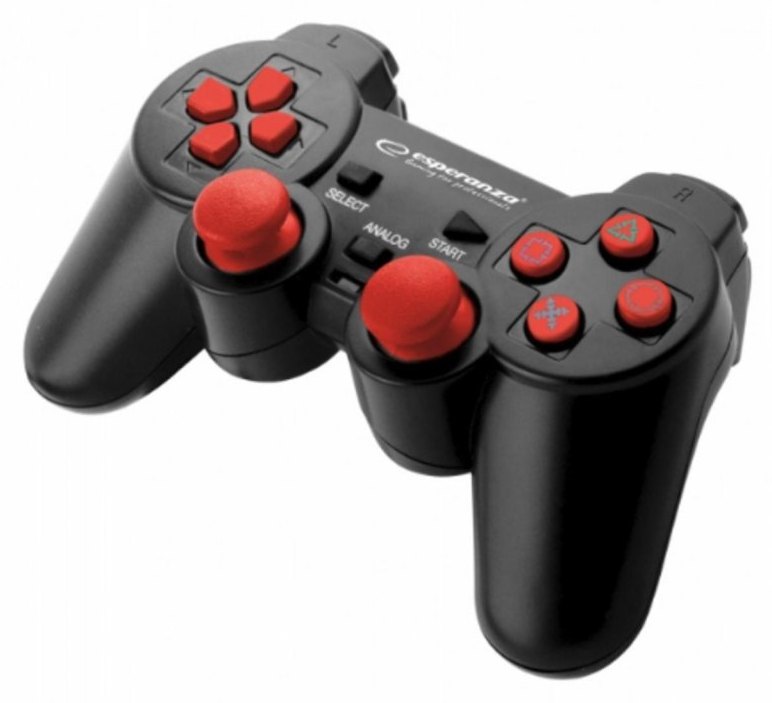 Manette Esperanza EGG106R Filaire PC Playstation 2 Playstation 3 Noir Rouge