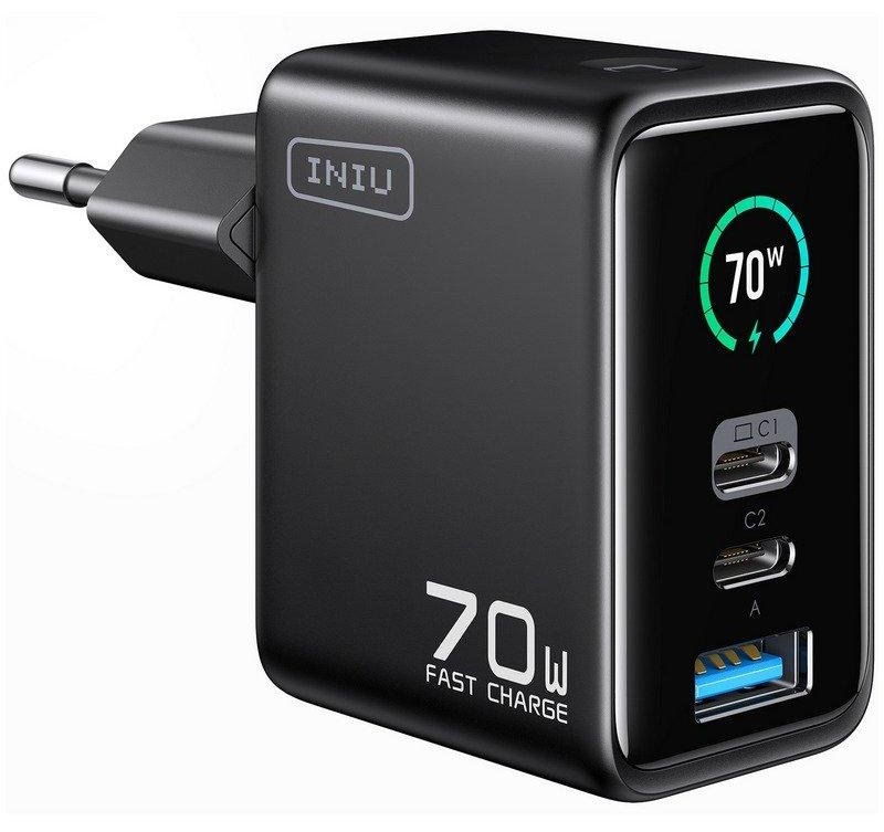 Chargeur mural INIU Leopard 70W GaN Compact TFT 3 ports USB-C USB-A