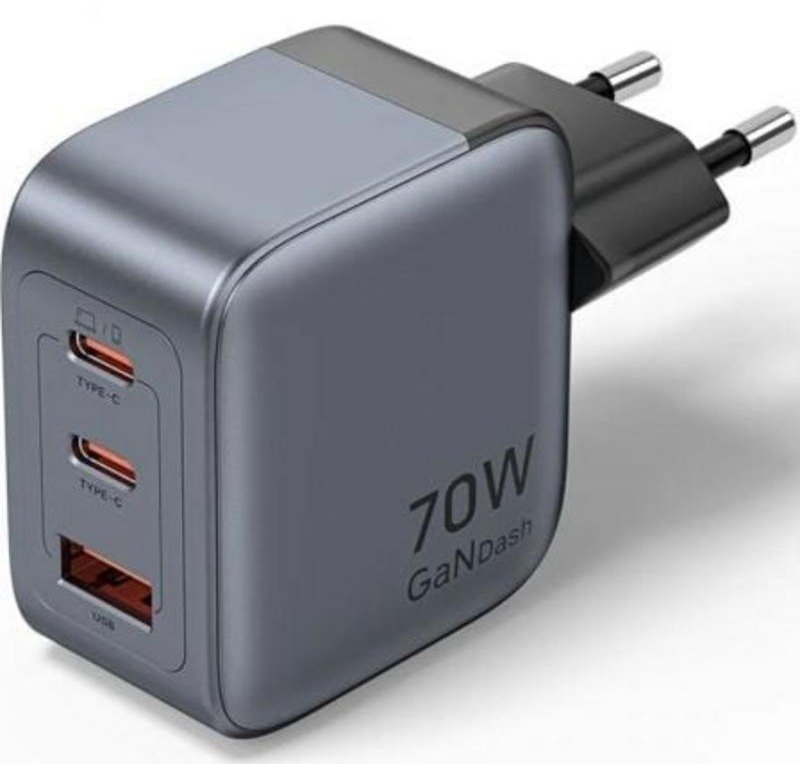 Chargeur mural Vention FEXH0-EU GaN 70W 2XUSB-C 1XUSB-A Gris