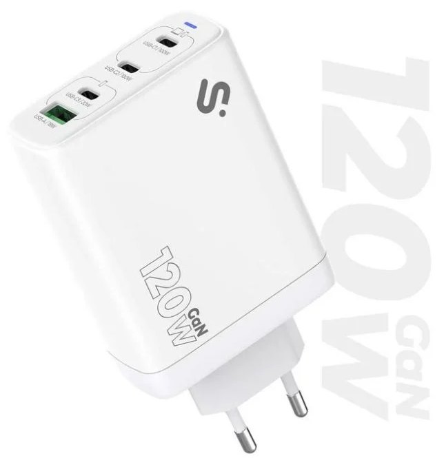 Chargeur Subblim GaN 120W 3X USB-C 1X USB-A Compact Sécurisé