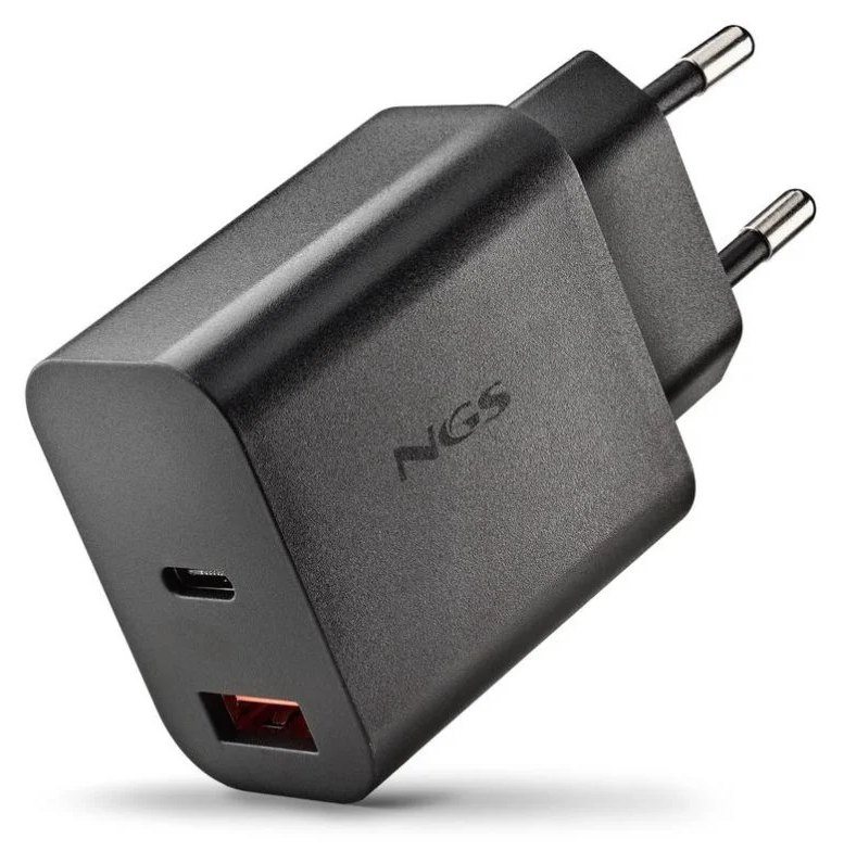 Chargeur mobile NGS ERA 30W BLACK GaN USB-C USB-A charge rapide compact