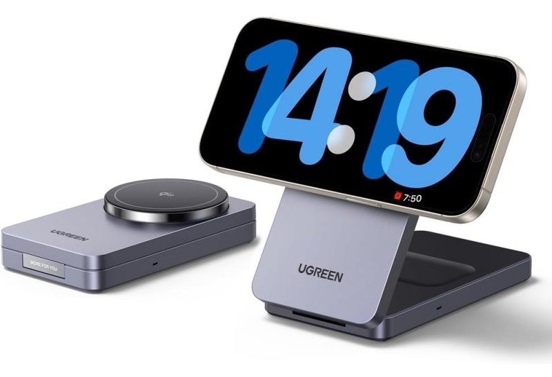 Chargeur à induction UGREEN W706 MagFlow QI2 15 W Compatible iPhone/AirPods Support réglable