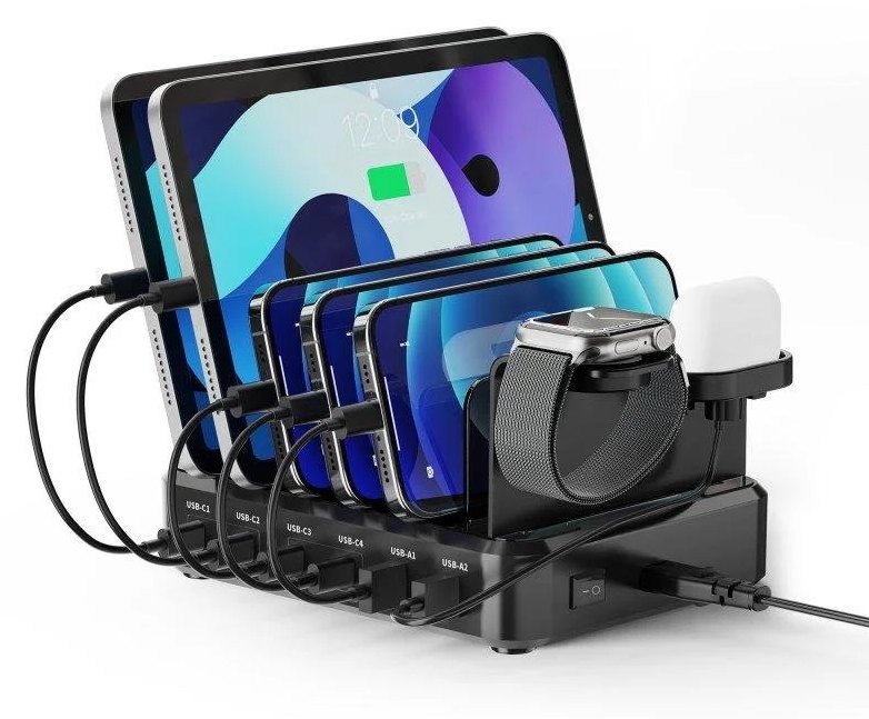 Station de charge Ewent EWENT 6 ports USB 130W noir charge rapide PD QC3.0