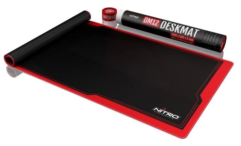 Alfombrilla Nitro Concepts DM12 XL Noir Rouge Bords cousus Antidérapante 1200X600MM