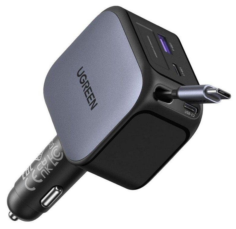 Chargeur voiture Ugreen 145W 3C1A avec câble USB-C rétractable