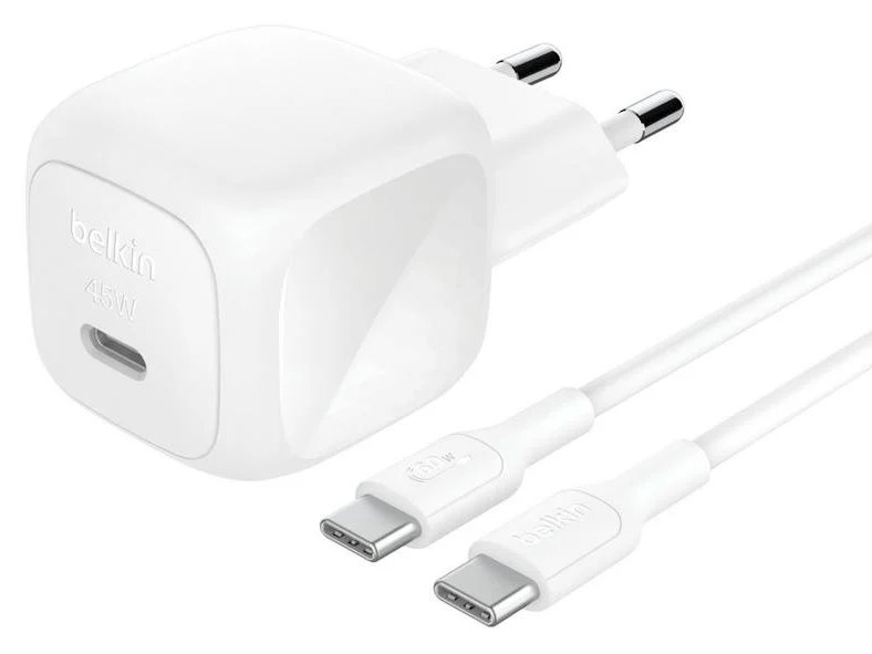 Chargeur Belkin WCA013KQ1MWH-B6 USB-C 45 W Power Delivery 3.1 Blanc