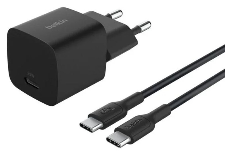 Chargeur mural Belkin BoostCharge WCA012KQ1MBK-B6 25W USB-C Noir compact PD 3.1