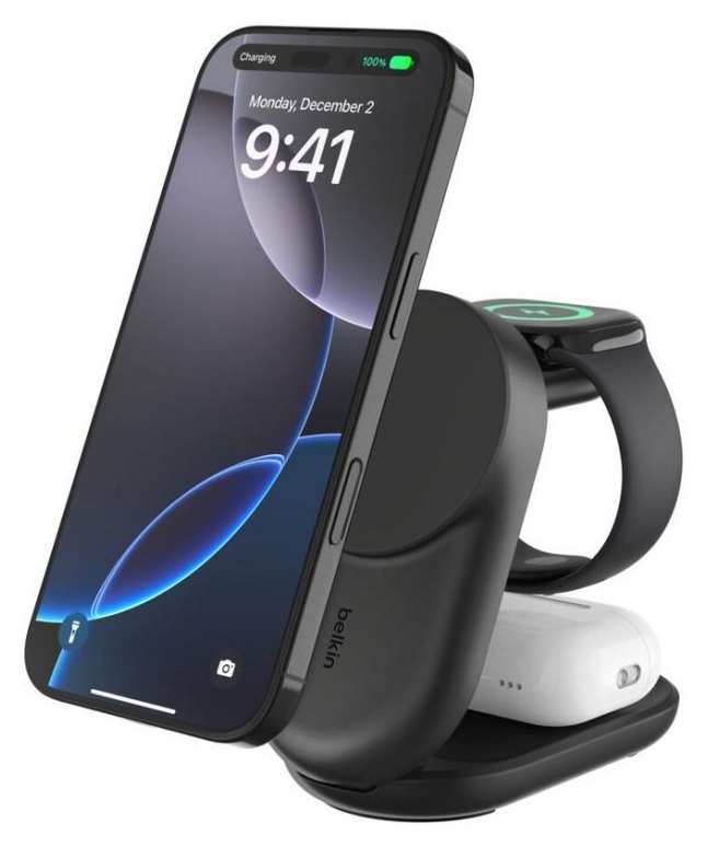 Chargeur magnétique pliable Belkin WIZ037KQBK QI2 25W UltraCharge noir