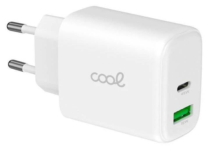 Chargeur secteur Cool ZNSNCARG 45W GaN PD USB-C + USB-A blanc charge rapide