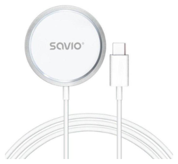 Chargeur sans fil Savio LA-11 15W Qi MagSafe USB-C Blanc