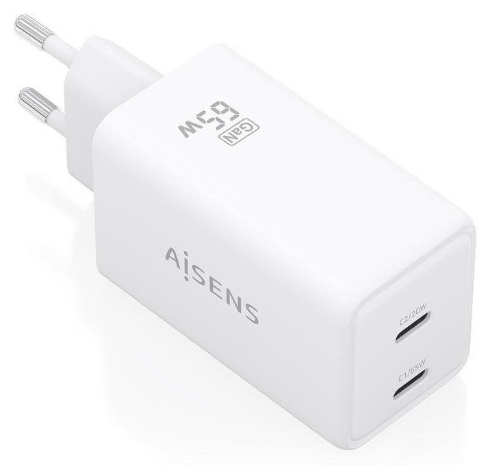 Chargeur Aisens ASCH-65W2P078-W GaN 65W 2XUSB-C PD3.0 QC4.0 Blanc