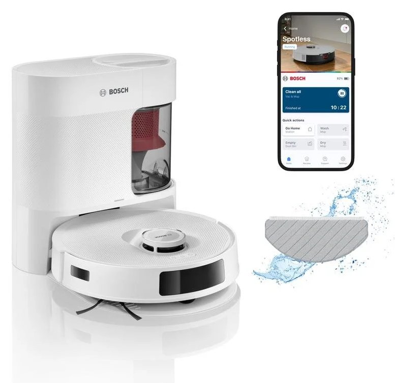 Aspirateur Robot et Laveur Bosch BCRD2W avec Vidage Automatique Navigation LiDAR 11.000 Pa