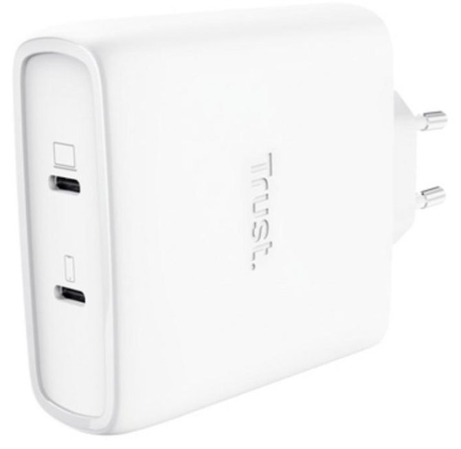 Chargeur Trust Maxo GaN 100W USB-C 2 Ports Charge Rapide Blanc