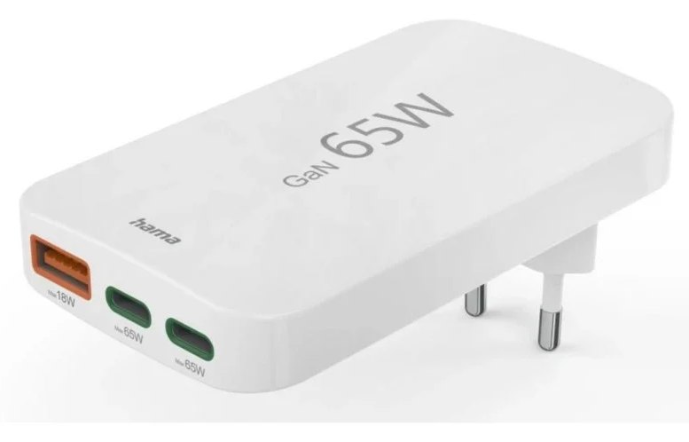 Chargeur Hama 00201976 65W USB-C USB-A GaN ultracompact blanc