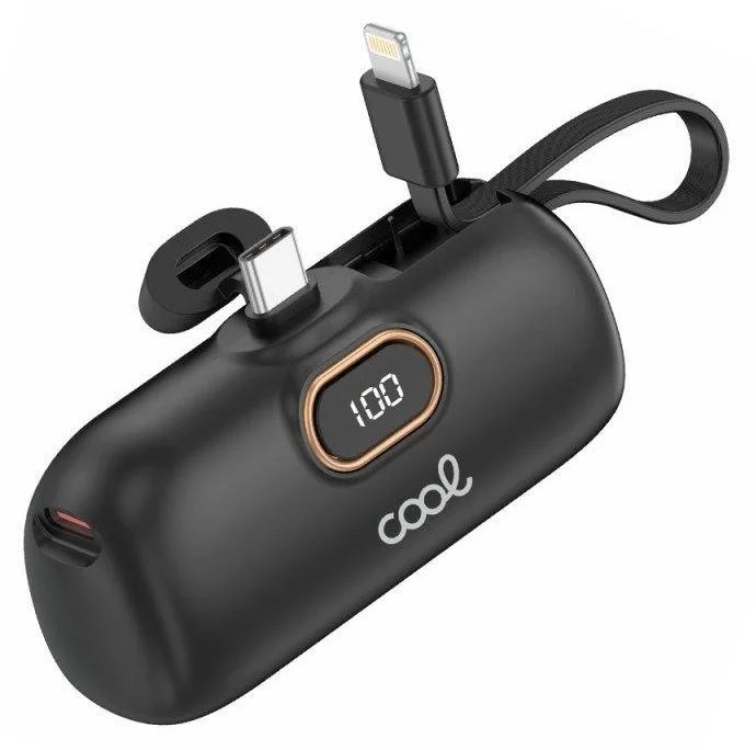 Batterie externe Cool Capsule 5000 mAh Noir Type-C Lightning