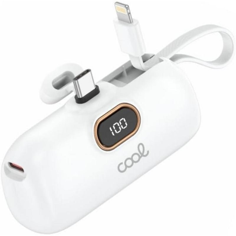 Batterie Externe Cool Capsule 5000 mAh Blanc LED Écran Intégré