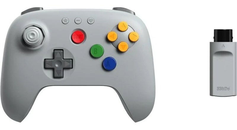 Manette 8BITDO 64 2.4G Sans Fil Gris pour N64 Analogue 3D Windows