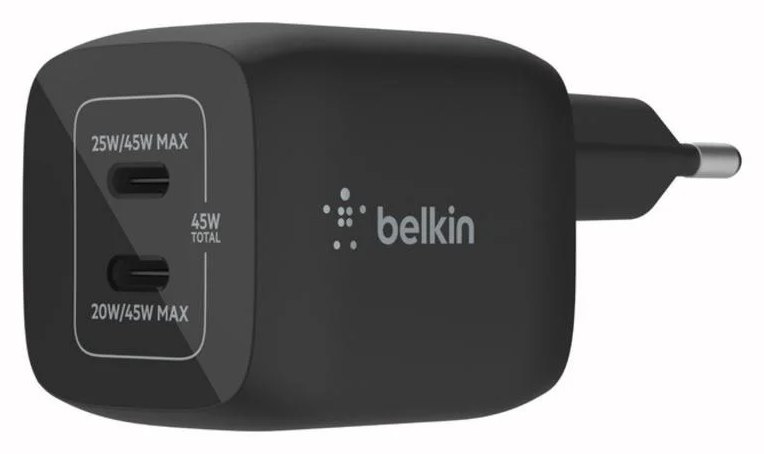 Chargeur Belkin BoostCharge Pro 2 Ports USB-C 45W Noir