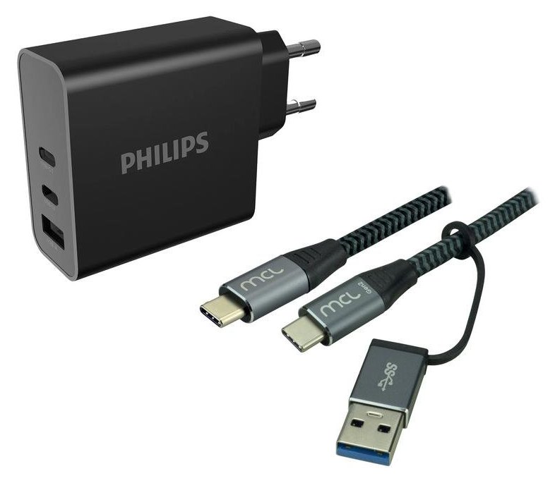 Cargador USB-C 65W Philips 2 Ports GaN