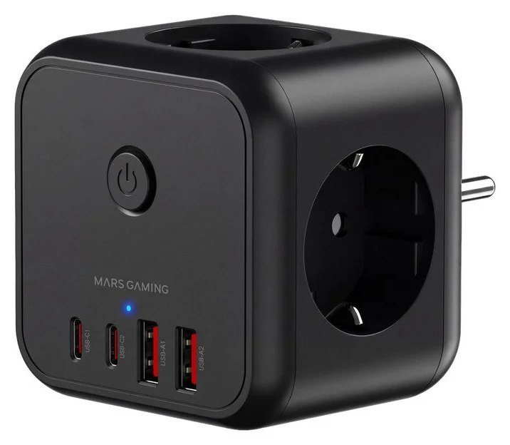 Chargeur Mars Gaming MD-CUBE20 Powercube 3X Schuko 4X USB PD 20W GaN Noir