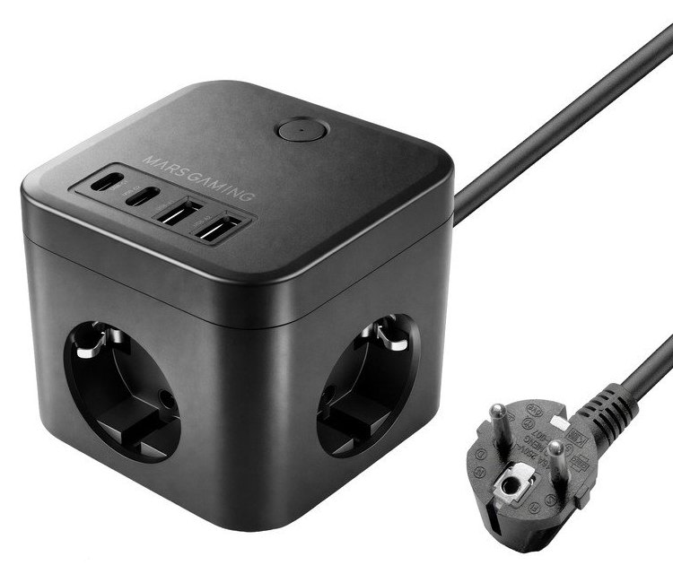 Chargeur Mars Gaming MD-CUBE35 Powercube 3X Schuko 4X USB PD 35W GaN Noir