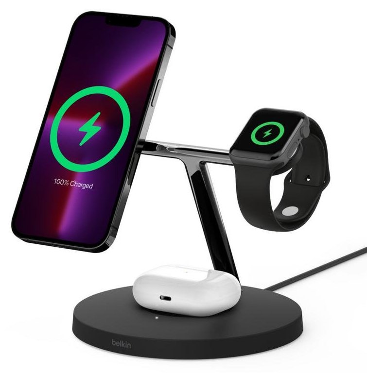 Cargador Inalámbrico Belkin WIZ017VFBK 15W Noir pour iPhone, Apple Watch et AirPods