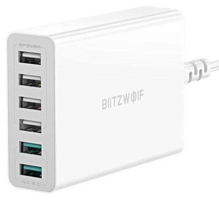 Chargeur BlitzWolf BW-S15 6 Ports USB 60W Quick Charge 3.0 Blanc