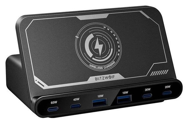 Chargeur BlitzWolf BW-S27 160W 6 ports USB-C et USB-A sans fil noir