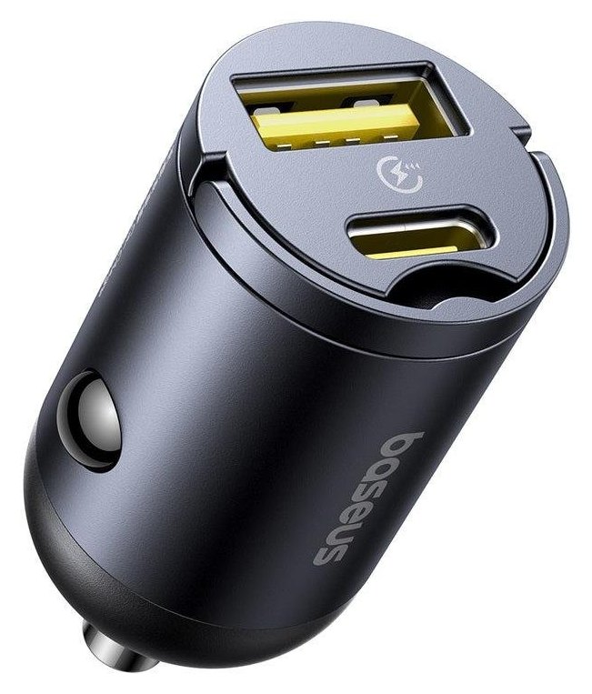 Chargeur de Voiture Baseus Tiny Star Mini USB-C et USB-A Noir
