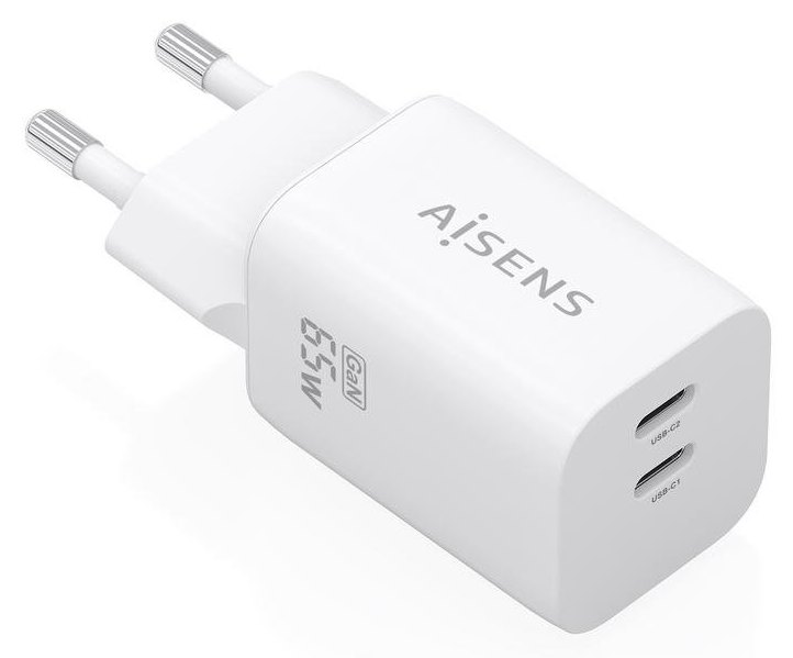 Chargeur GaN AISENS 65W 2XUSB-C PD3.0 QC4.0 Blanc