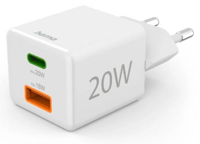 Chargeur Hama 20W USB-C + USB-A 2 ports Power Delivery Quick Charge Blanc