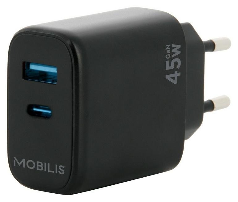 Chargeur Auto Universel Mobilis 45W USB-A et USB-C Noir