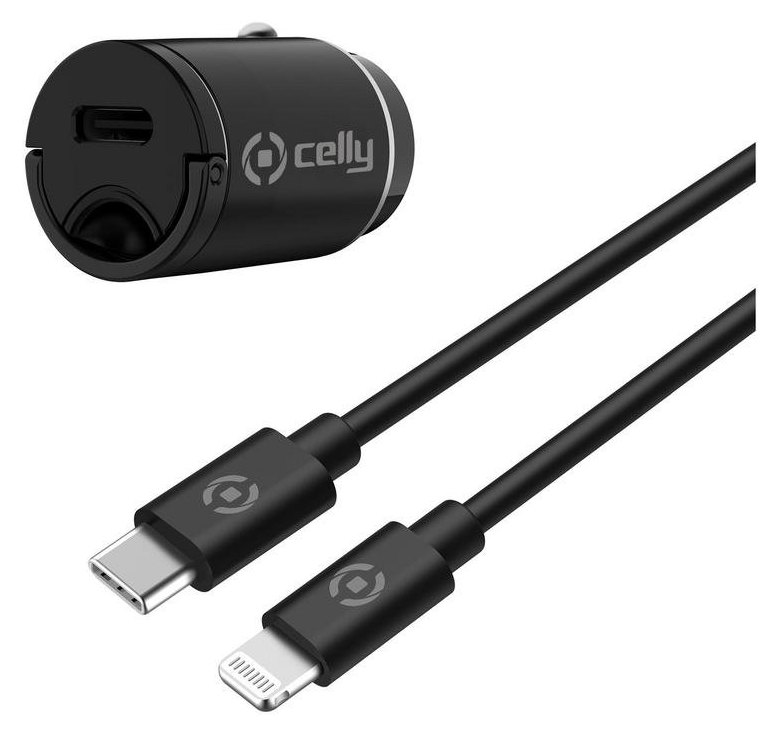 Chargeur de Voiture Celly CCMINILIGHT 20W Ultra-Compact USB-C vers Lightning