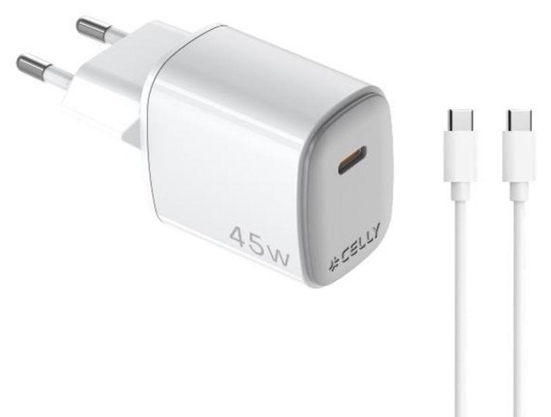 Chargeur Celly UPTC1USBC45WCTC 45W USB-C GaN Intérieur Blanc 2 m