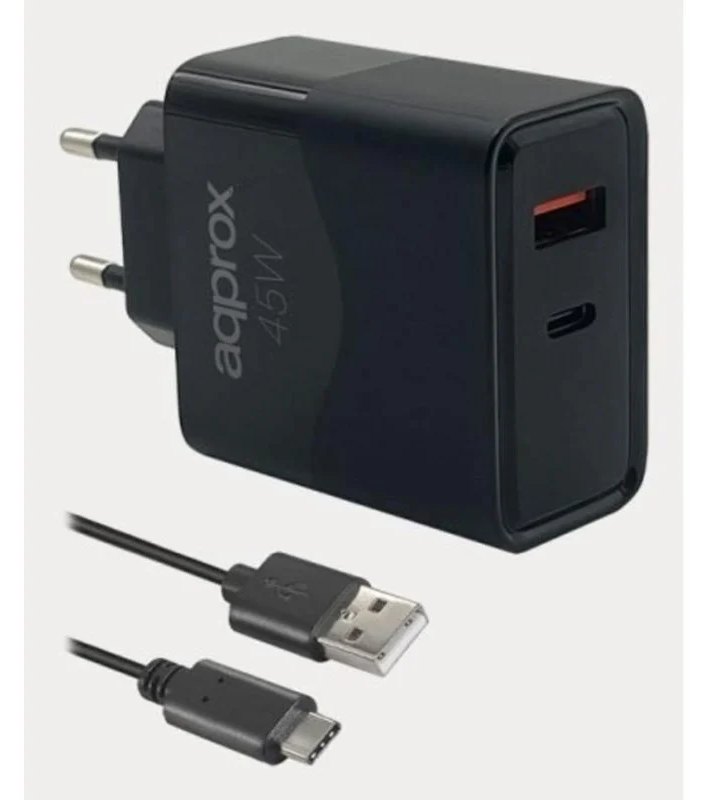 Chargeur mural USB-C PD 45W + USB-A 20W APPROX APPUSBWALL45W