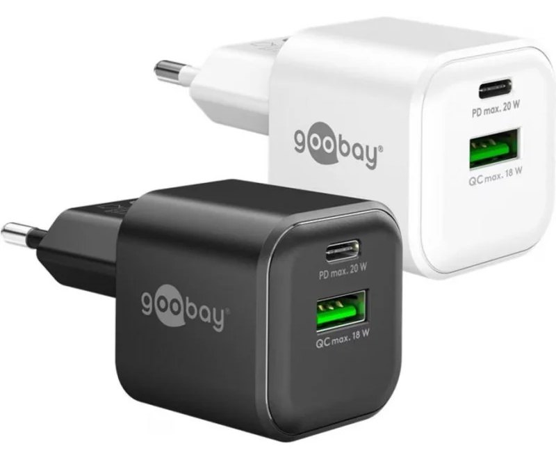 Chargeur USB Goobay 20W 2 Ports USB-A et USB-C GaN Power Delivery Quick Charge