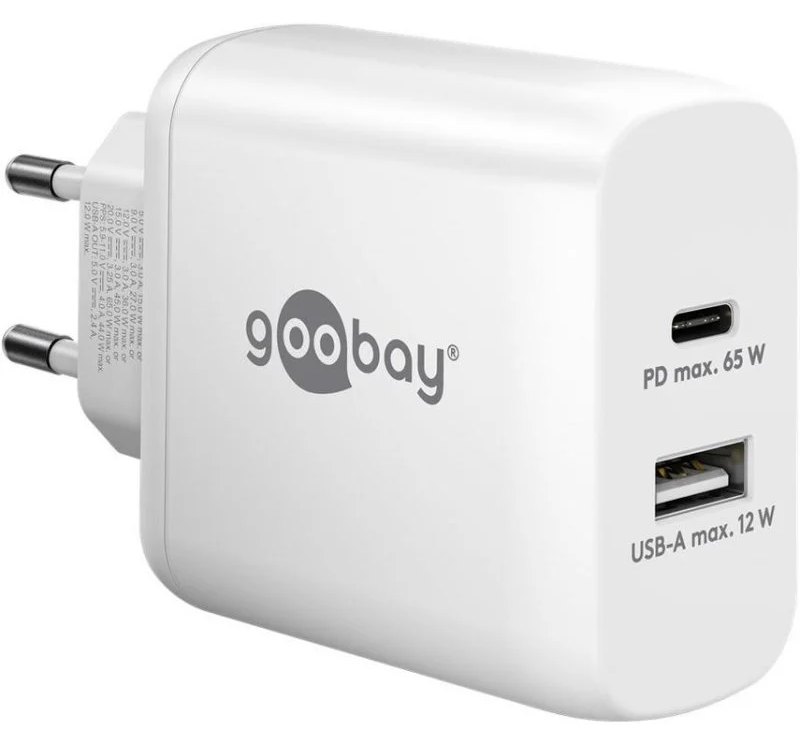 Chargeur Rapide Dual USB-C PD GaN 65W goobay 65410