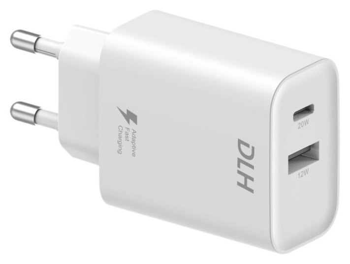 Chargeur DLH DY-AU4795W 32W USB-C 20W et USB-A 12W Rapide Blanc