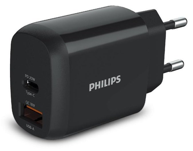 Chargeur Philips DLP4326CB/12 18W USB-C et USB-A Charge Rapide Noir