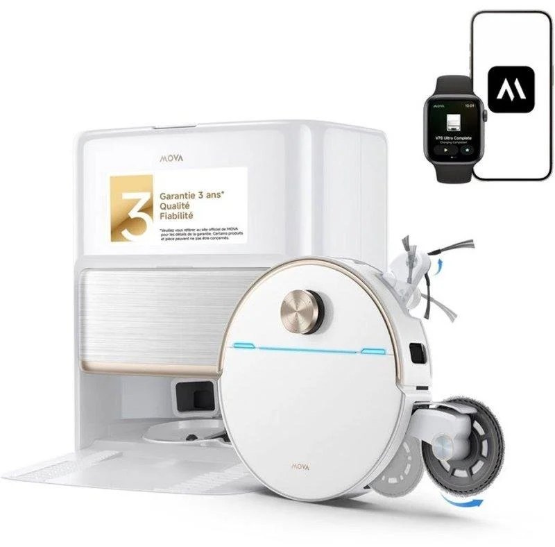 Aspirateur Robot et Laveur Mova V70 Ultra Complete Navigation Intelligente 40.000 Pa