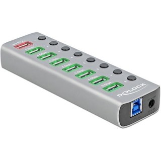 DeLock Hub USB 3.0 à 9 ports avec 1 port USB-A dédié à la charge (5V 2.4A) et 1 port USB-C PD