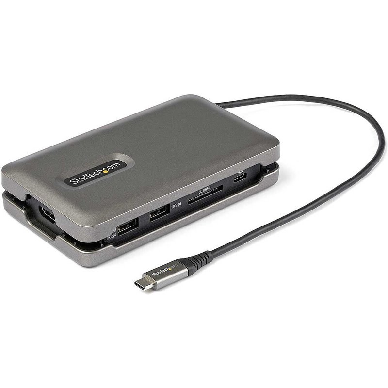 StarTech.com Adaptateur multiport USB-C vers HDMI 4K 60 Hz, Hub USB 2 ports, SD/microSD et Power Delivery 100W