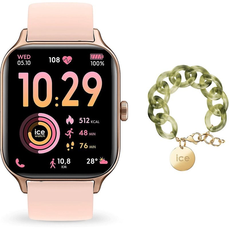 Ice-Watch Ice Watch Ice Fit RT 3.0 Rose Or + Bracelet Chaine Opaline Vert OFFERT !
